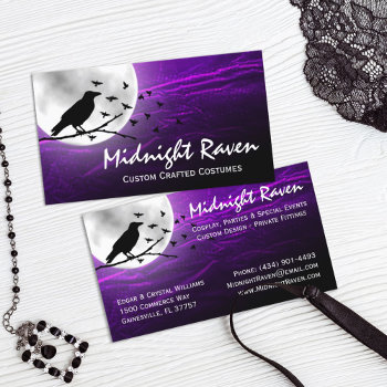 Black Crow Raven Silhouette On Moon Edgy Gothic Business Card by CyanSkyDesign at Zazzle