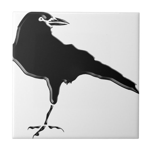 Black Crow Rustic Gothic Bird Tile (Front)