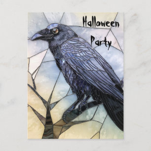 Black Crow Scary Gothic Abstract Halloween Postcard