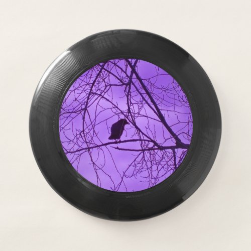 Black Crow silhouette in Barren Trees Purple sky Wham_O Frisbee