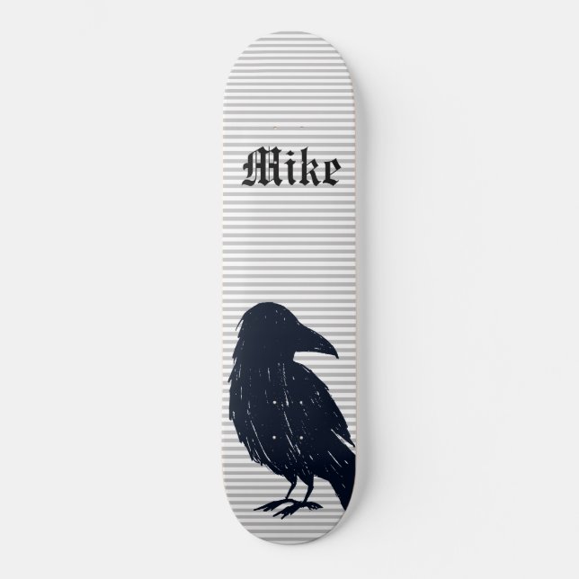 Black Crow Silhouette Personalized Skateboard Deck (Front)