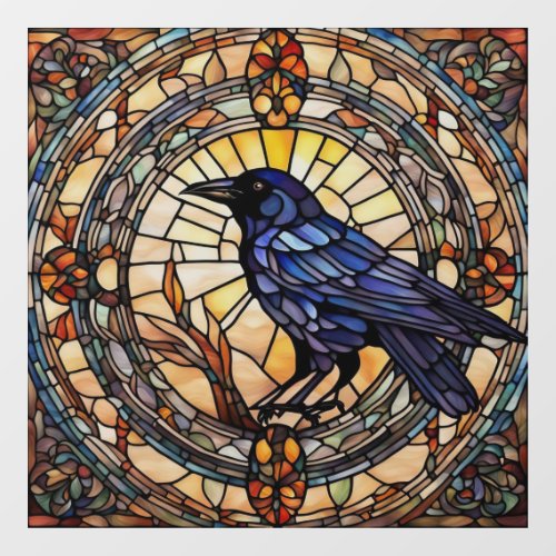 Black Crow Stained Glass Bird Window Cling