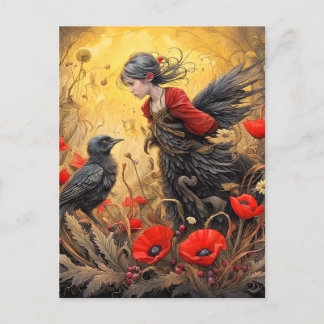 Black Crow Transforming Designers Art Postcard