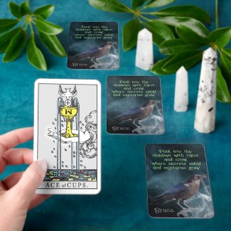Black Crow Witch Familiar with Teal Smoke/Shadows Playing Cards