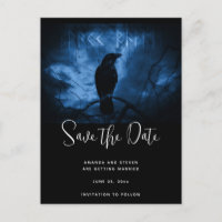 Black Crow with Runes Dark Goth Save the Date