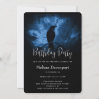 Black Crow with Runes Dark Goth Style Birthday