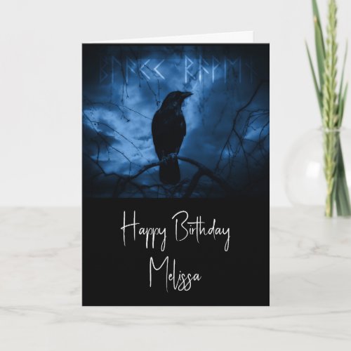 Black Crow with Runes Dark Goth Style Card