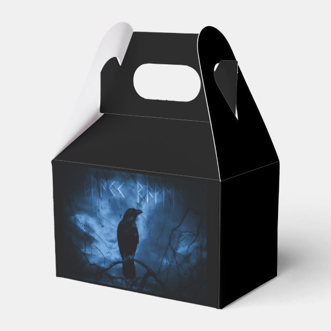 Black Crow with Runes Dark Goth Style Favor Boxes (Front Side)