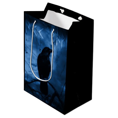 Black Crow with Runes Dark Goth Style Medium Gift Bag