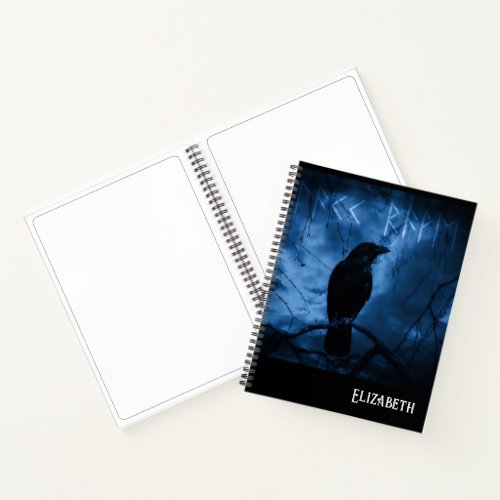 Black Crow with Runes Dark Goth Style Notebook