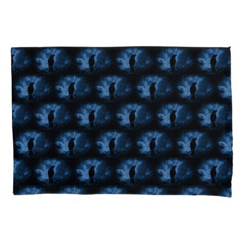 Black Crow with Runes Dark Goth Style Pillow Case