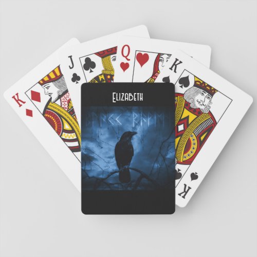 Black Crow with Runes Dark Goth Style Playing Cards
