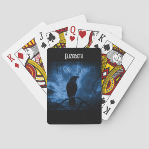 Black Crow with Runes Dark Goth Style Poker Cards