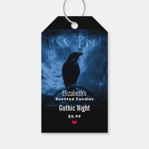 Black Crow with Runes Dark Goth Style Shop Gift Tags