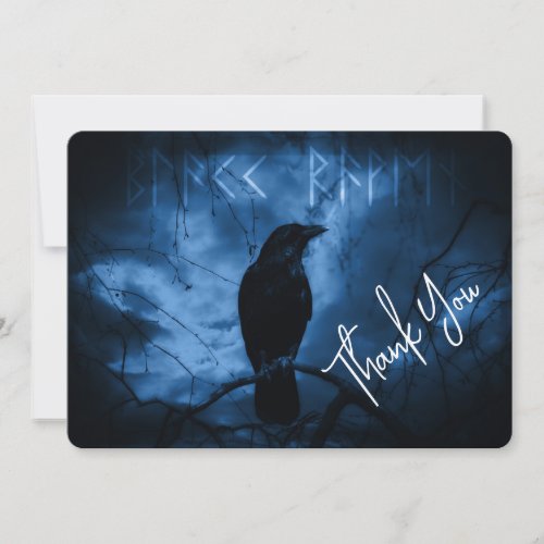 Black Crow with Runes Dark Goth Style Thank You