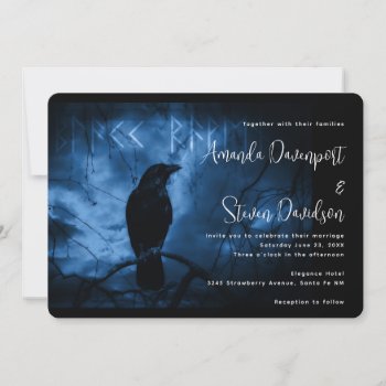 Black Crow With Runes Dark Goth Style Wedding Invitation by Mirribug at Zazzle