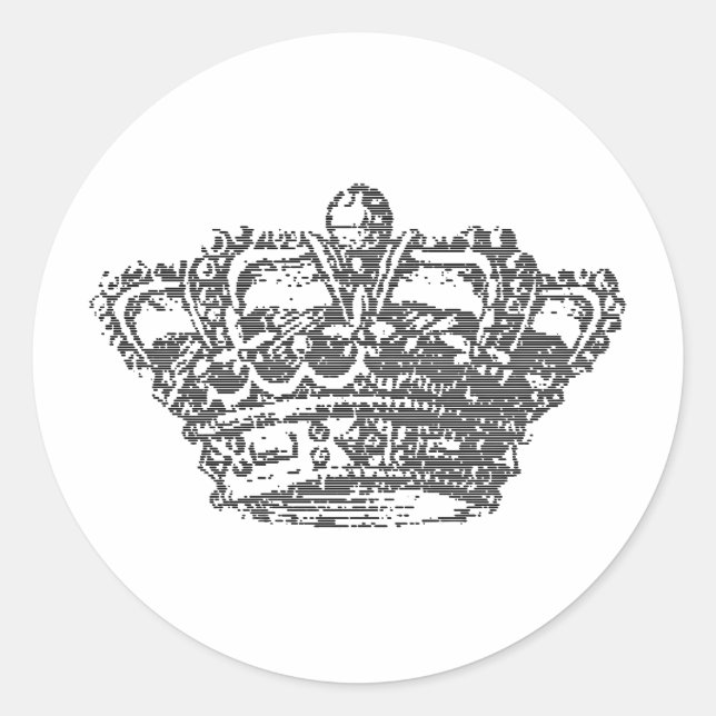 Black Crown Classic Round Sticker (Front)