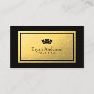 Black Crown Faux Gold Foil Business Card