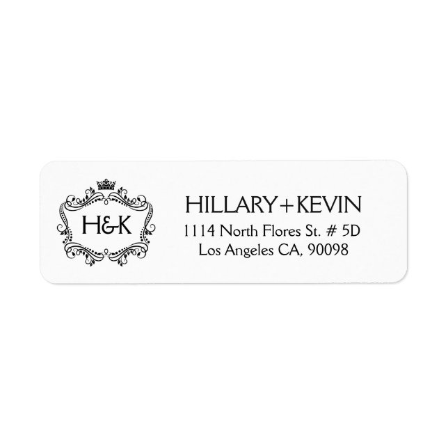 Black Crown & Floral Frame Label (Front)