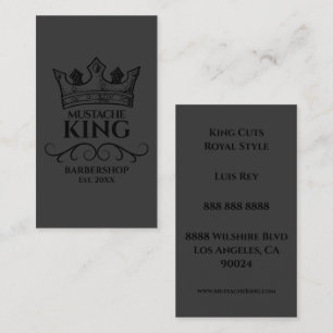 Black Crown King Mustache Barbershop Business Card