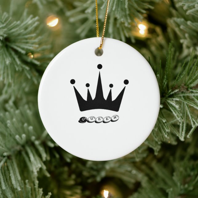 Black Crown Queen Text Style Ceramic Circle  Ceramic Ornament (Tree)