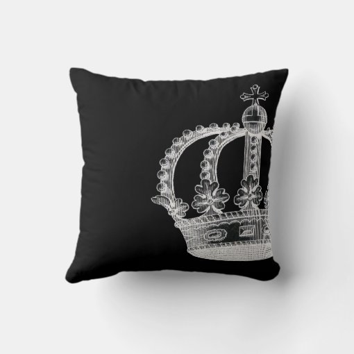 Black Crown Throw Pillow 20