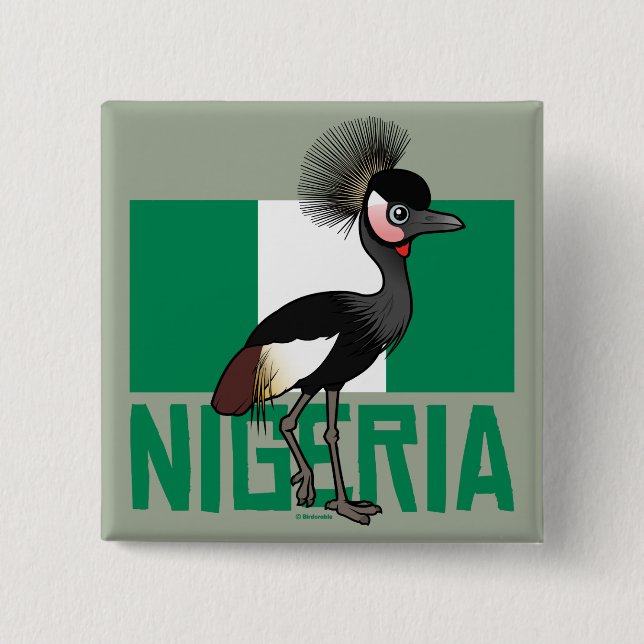 Black Crowned-Crane of Nigeria Button (Front)