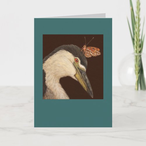 Black crowned night heron card