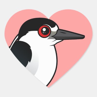 Black-crowned Night Heron Heart Sticker