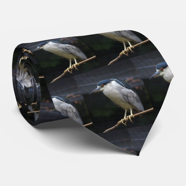 Black-crowned Night Heron Neck Tie (Rolled)