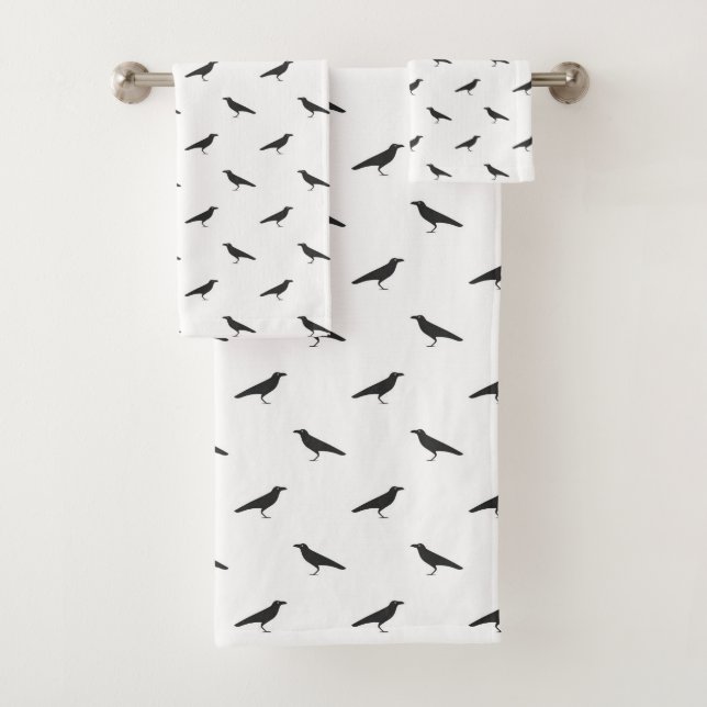 Black crows Bathroom Towel Set    (Insitu)
