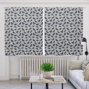 Black Crows Birds Gray Patterned Blackout Curtains