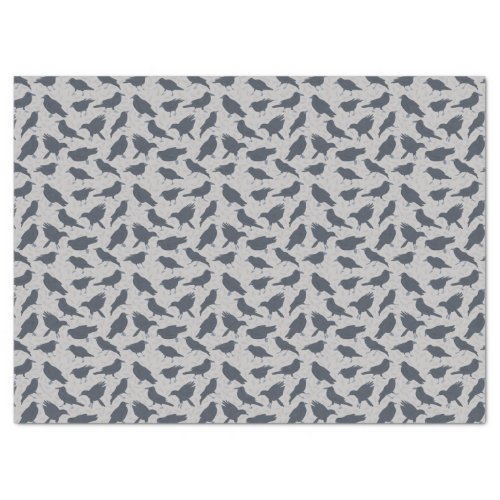 Black Crows Birds Gray Patterned Tissue Paper