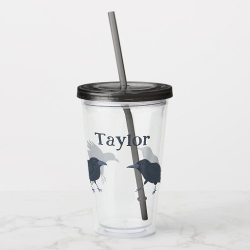 Black Crows Birds Illustrations Personalized Acrylic Tumbler