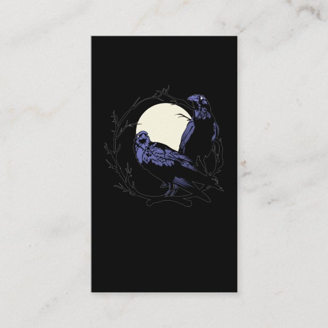 Black Crows Moon Raven Dark Birds Business Card (Front)