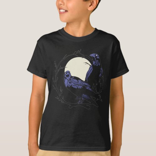 Black Crows Moon Raven Dark Birds T_Shirt