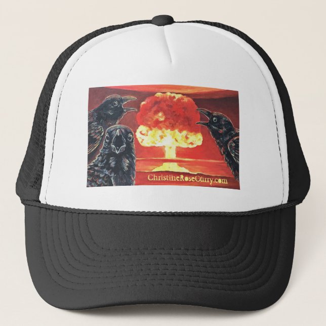 Black Crows & Nuclear Mushroom Cloud Trucker Hat (Front)