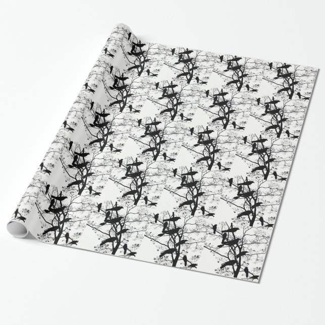 Black Crows Wrapping Paper (Unrolled)