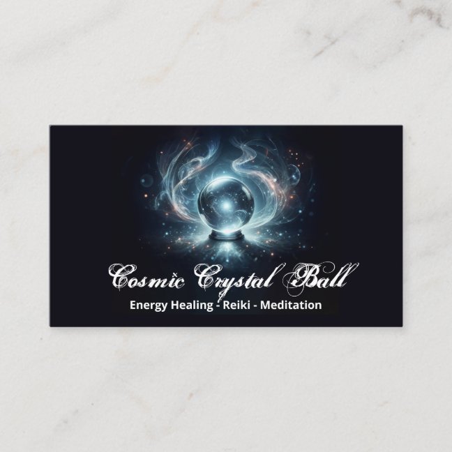 Black Crystal ball Energy Reiki Meditation Business Card