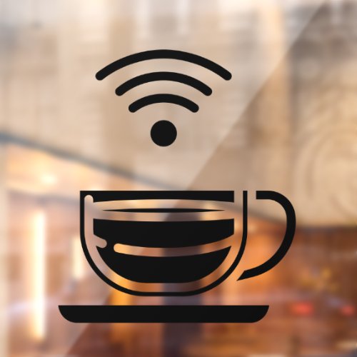 Black Cup Of Coffee Free WI_FI Network  Window Cling