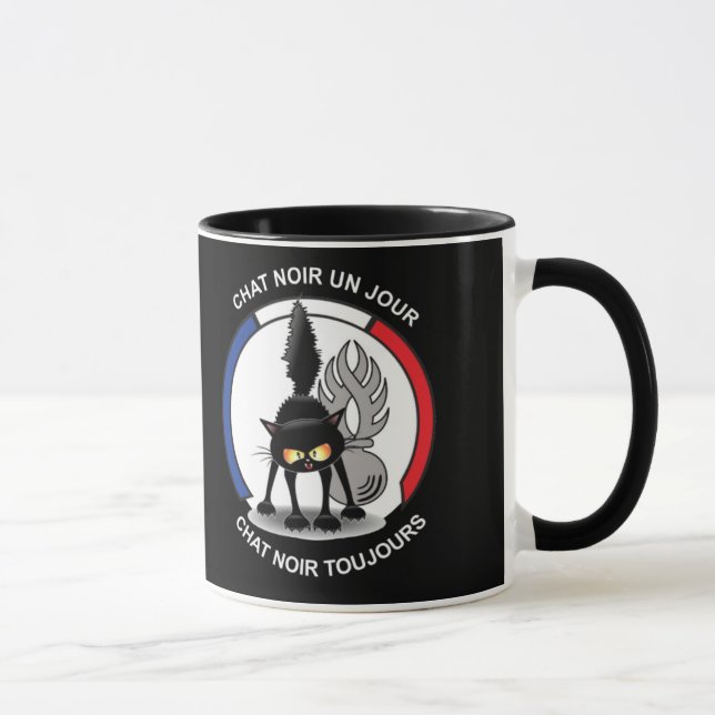 Black cup, with the image of the black cats mug (Right)
