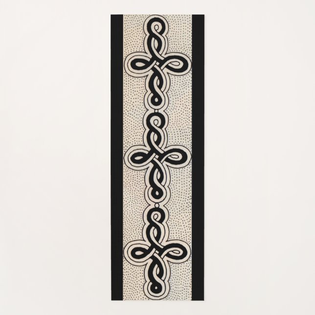 black curlicue print yoga mat (Front)