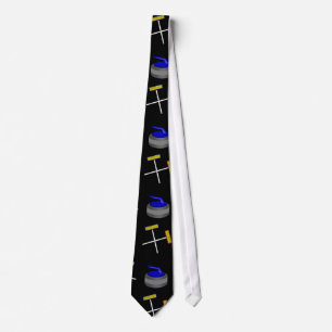 Black curling pattern neck tie