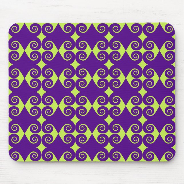 Black Curly Diamond Pattern Mouse Pad (Front)