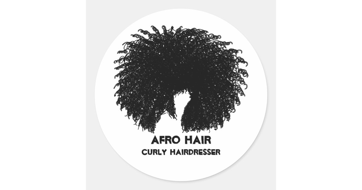 Black Curly Hair Afro Classic Round Sticker | Zazzle