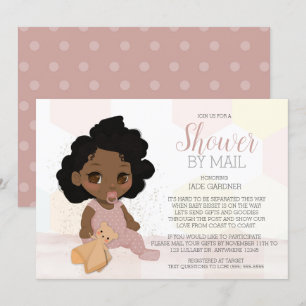 Black Curly Hair Baby Shower By Mail Invitation 1