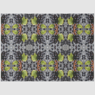 Black Currants Berries & Green Leaf Pattern Tissue Paper