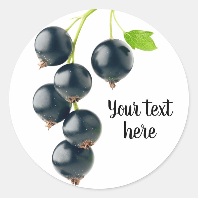 Black currants classic round sticker (Front)