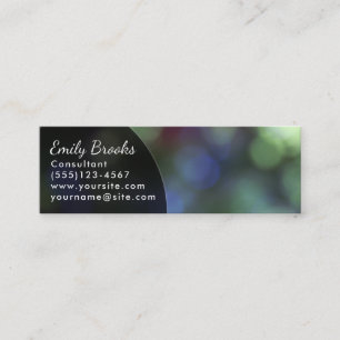 Black Curve over Green & Purple Bokeh Mini Business Card