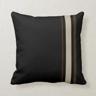 black cushion with brown and beige line